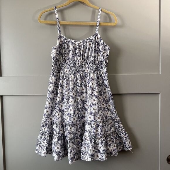 Blush & Day Mini Dress Women Medium Floral Smocked Ruffle Milkmaid Coquette EUC - Picture 1 of 13